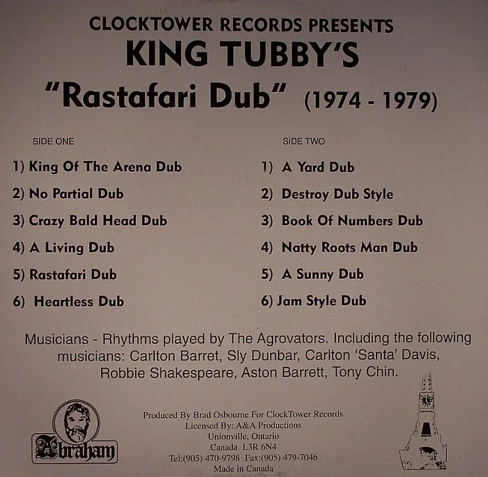 Back cover — KING TUBBY'S — Rastafari Dub (warehouse find)