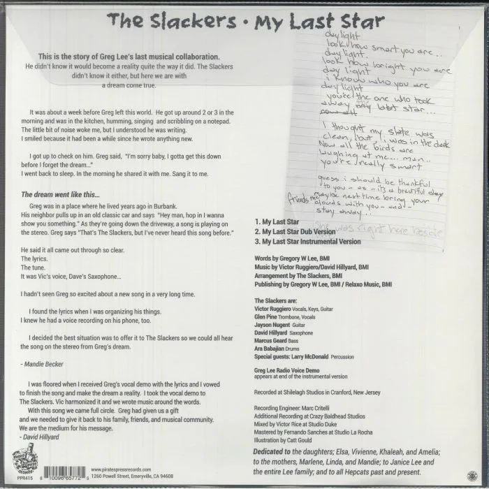Back cover — The SLACKERS — My Last Star