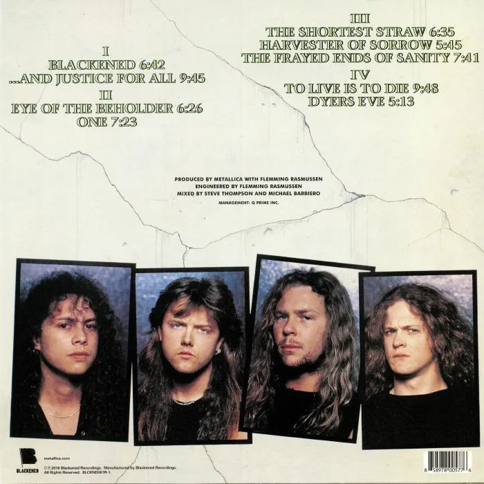 Обратная сторона обложки — METALLICA — & Justice For All (remastered)