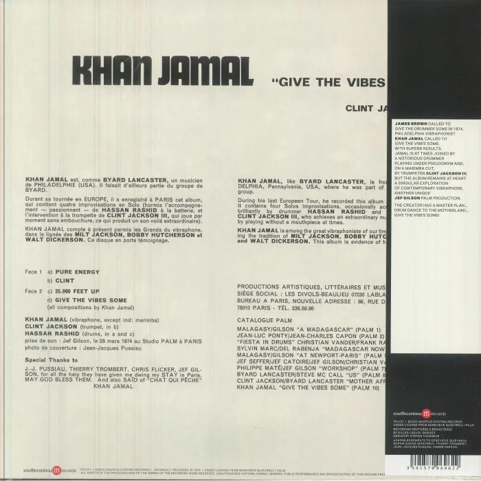 Обратная сторона обложки — Khan JAMAL — Give The Vibes Some