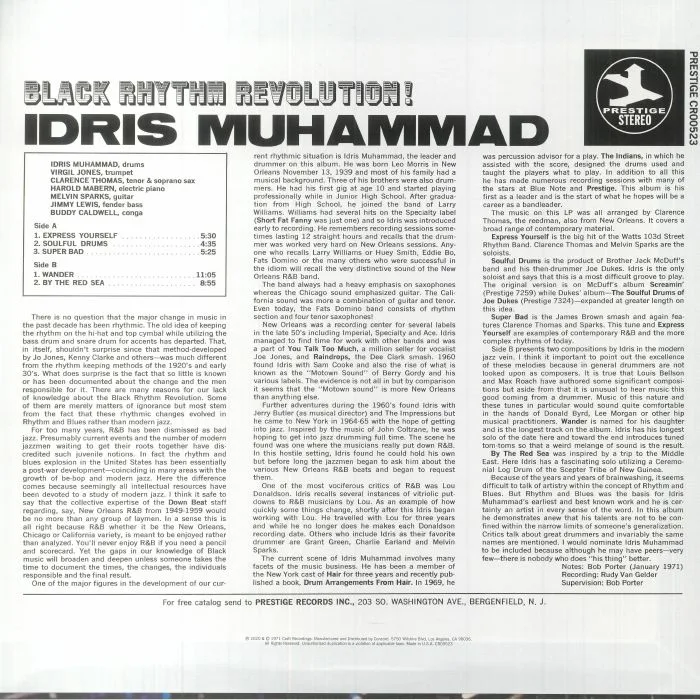 Back cover — Idris MUHAMMAD — Black Rhythm Revolution!