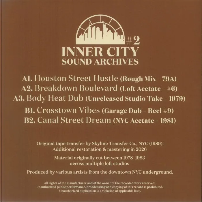 Back cover — INNER CITY SOUND ARCHIVES — Inner City Sound Archives 2: Unreleased NYC Loft Cuts 1978-1983