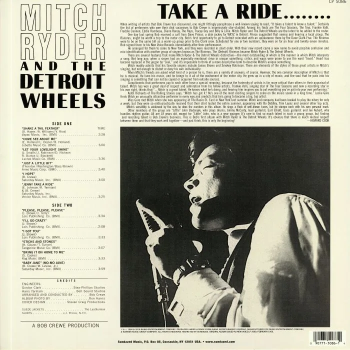 Обратная сторона обложки — MITCH RYDER & THE DETROIT WHEELS — Take A Ride (reissue)