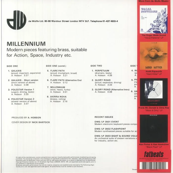 Обратная сторона обложки — Anthony HOBSON — Millennium (reissue)