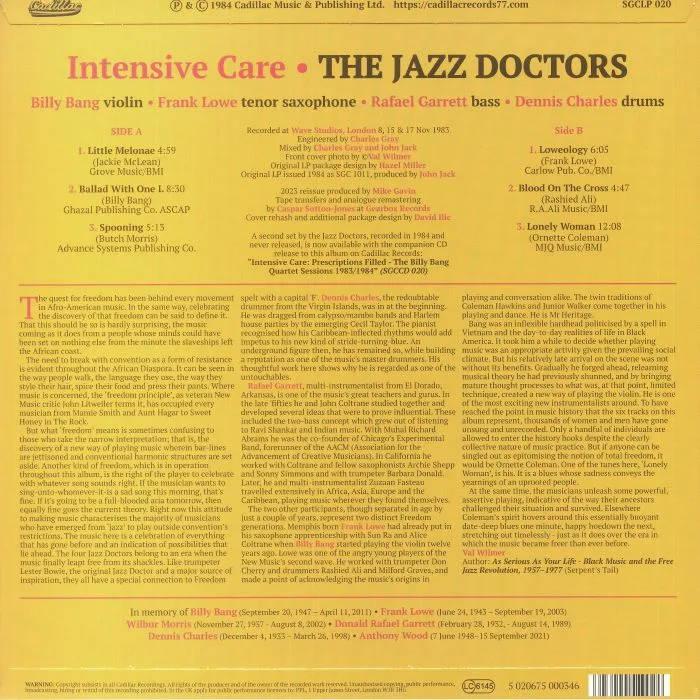 Обратная сторона обложки — The JAZZ DOCTORS — Intensive Care (reissue)