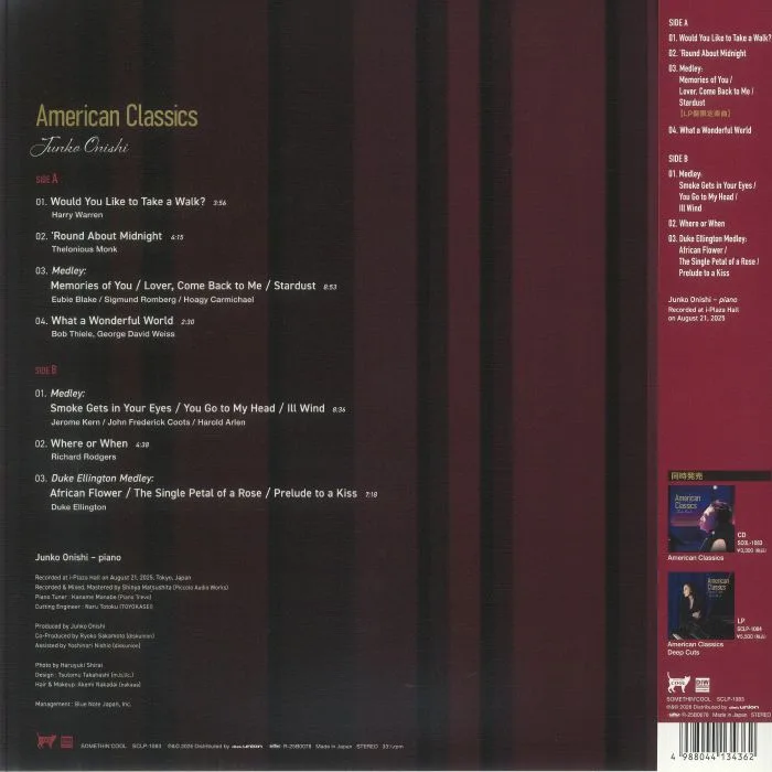 Back cover — Junko ONISHI — American Classics