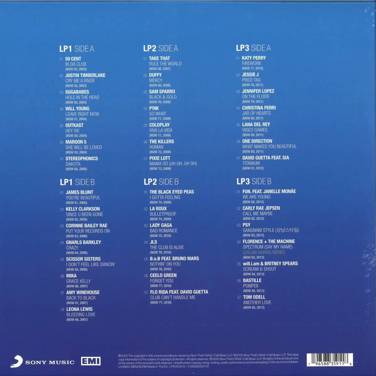 Back cover — Various — NOW That's What I Call 40 Years: Volume 3 - 2003-2013 (3x12")