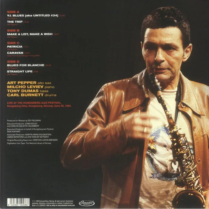 Обратная сторона обложки — Art PEPPER — An Afternoon In Norway: The Kongsberg Concert (Deluxe Edition)