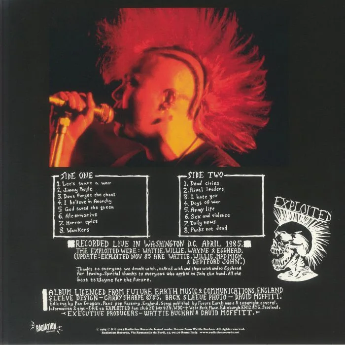 Back cover — The EXPLOITED — Live At The Whitehouse (reissue)