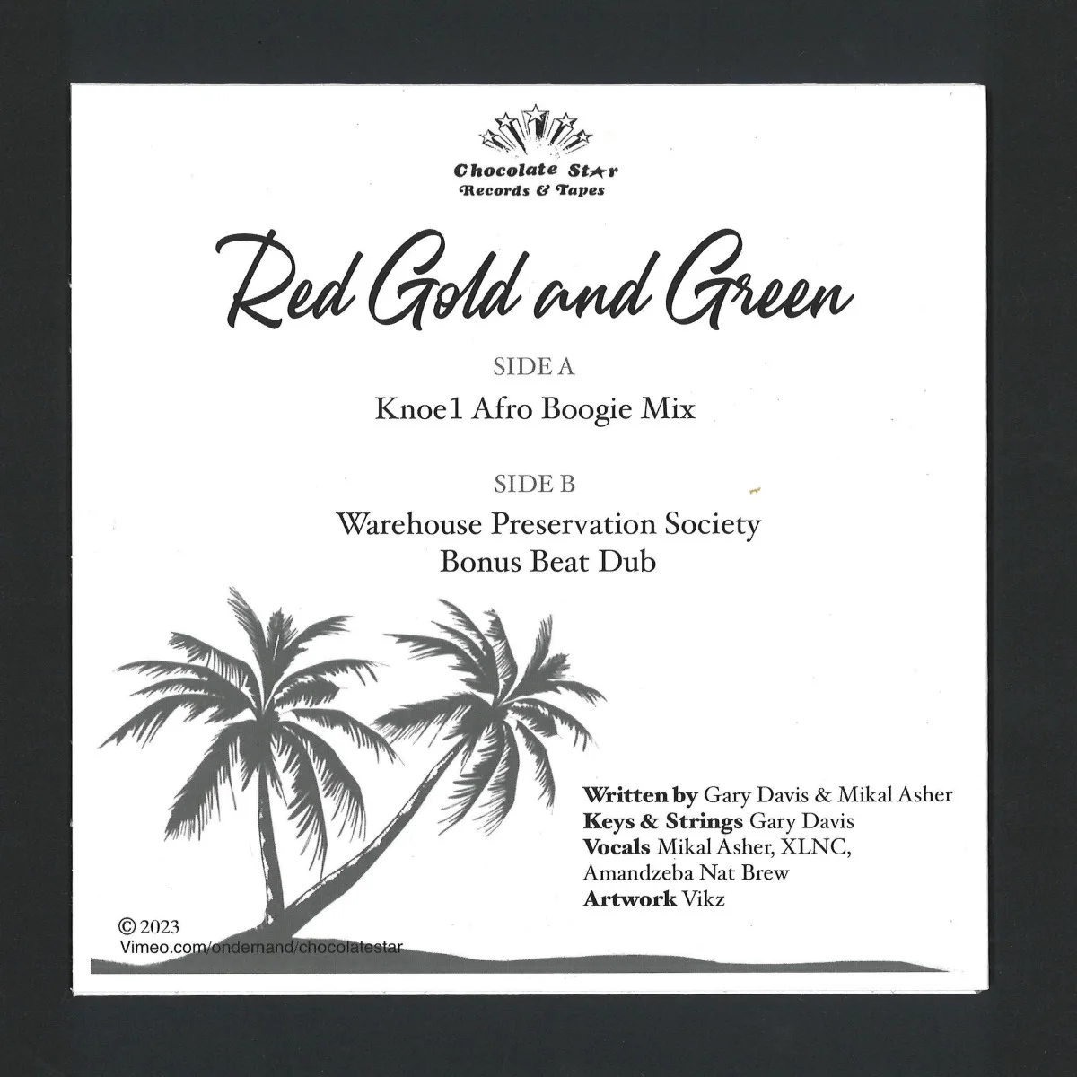 Back cover — Mikal Asher/Gary Davis — Red Gold & Green Remixes