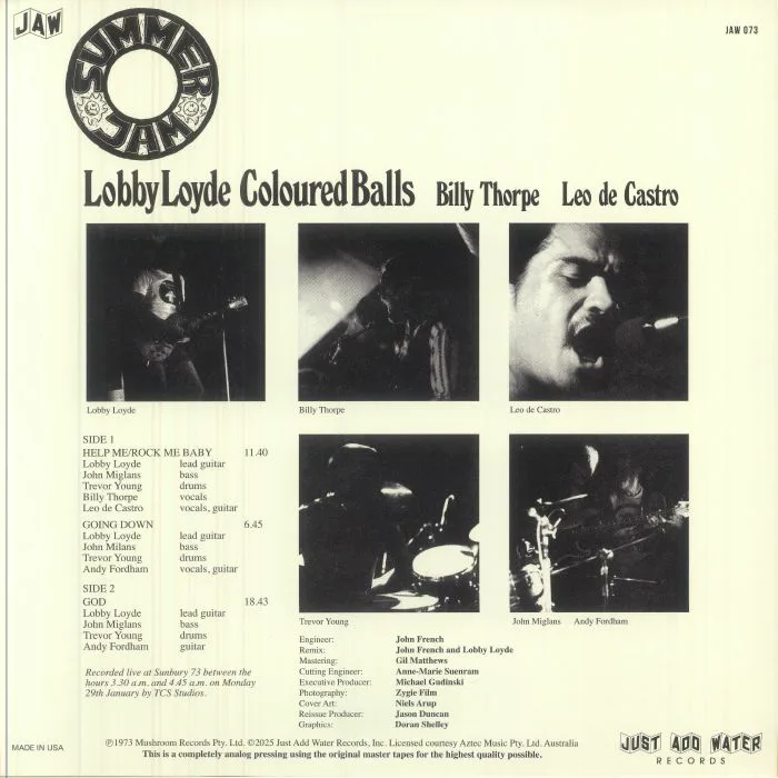 Обратная сторона обложки — COLOURED BALLS — Summer Jam (reissue)
