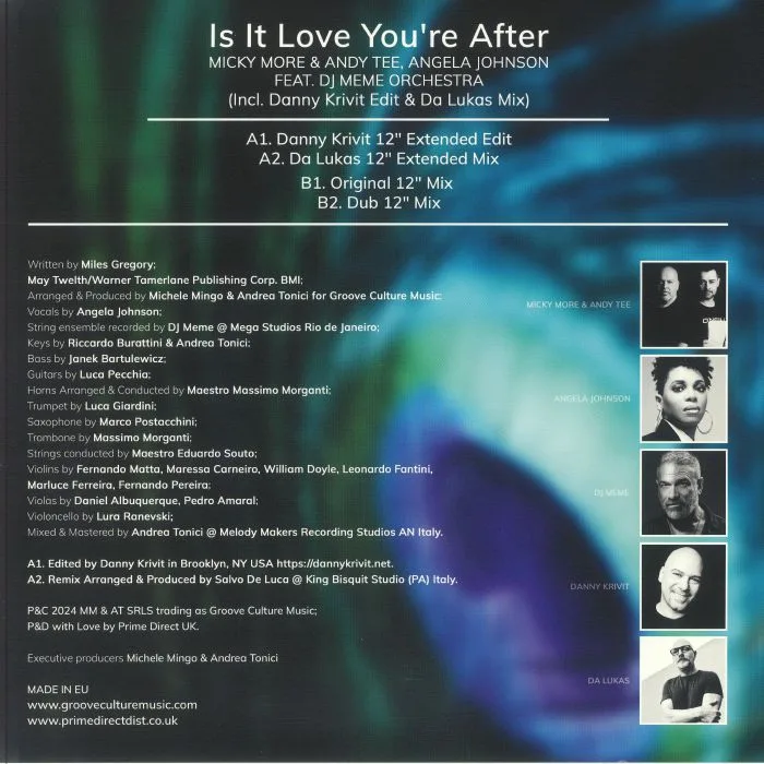 Обратная сторона обложки — Micky MORE / ANDY TEE / ANGELA JOHNSON feat DJ MEME ORCHESTRA — Is It Love You're After