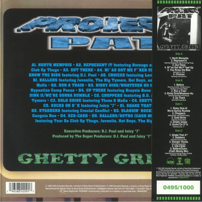 Обратная сторона обложки — PROJECT PAT — Ghetty Green (reissue)