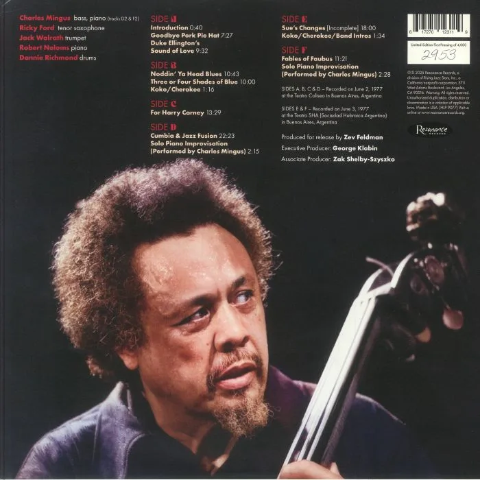 Обратная сторона обложки — Charles MINGUS — In Argentina: The Buenos Aires Concerts (Record Store Day RSD 2025)