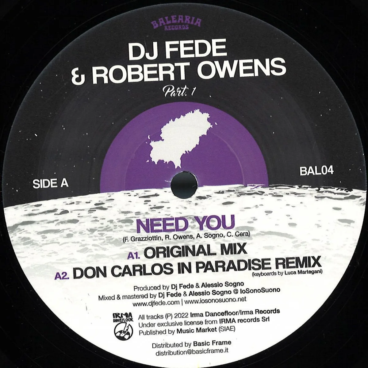 Лицевая сторона обложки — Dj Fede&Robert Owens — Need You EP