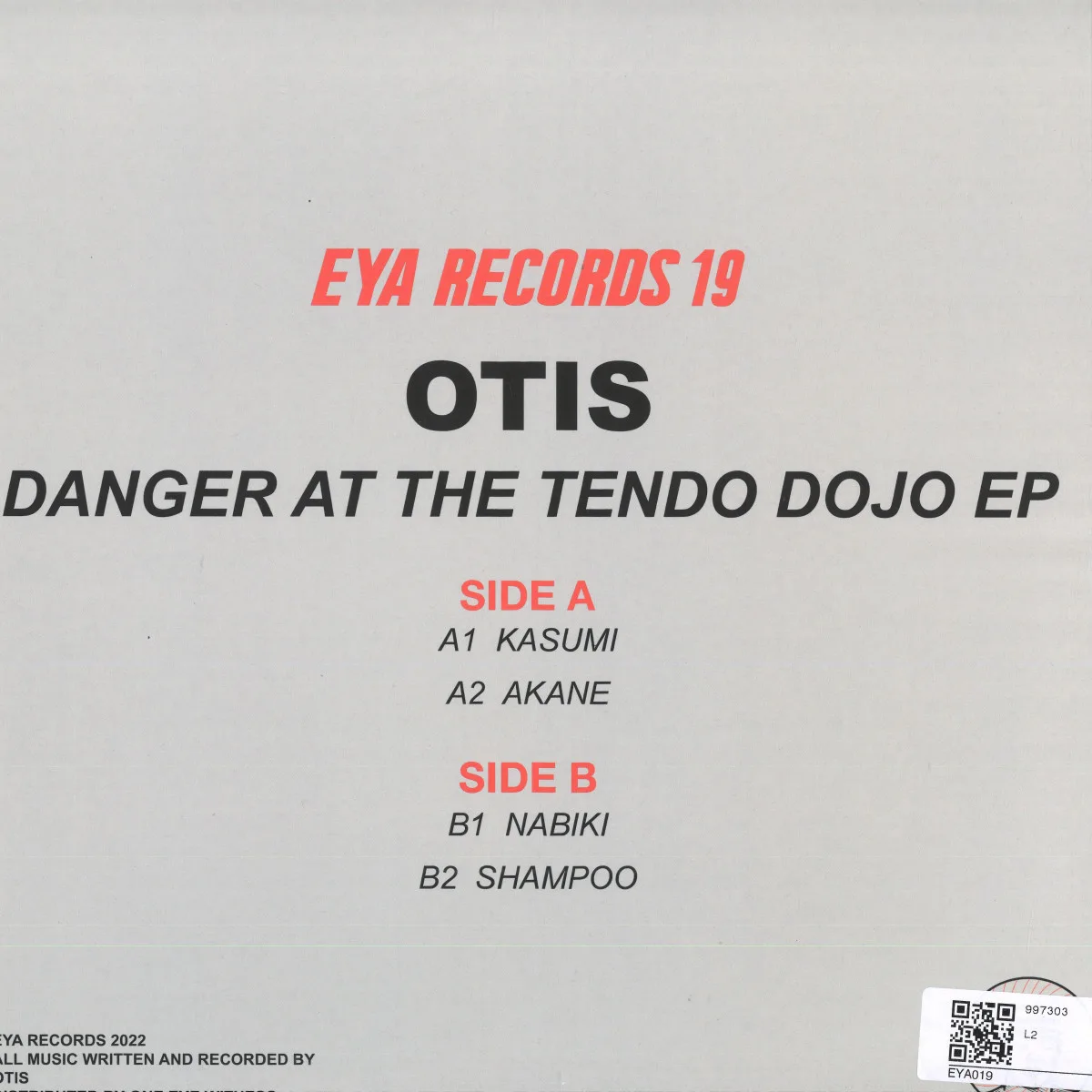 Back cover — Otis — Danger At The Tendo Dojo EP