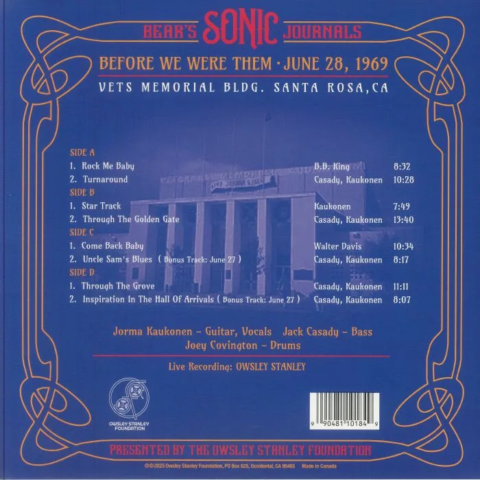 Back cover — Jorma KAUKONEN / JACK CASADY — Bear's Sonic Journals: Before We Were Them
