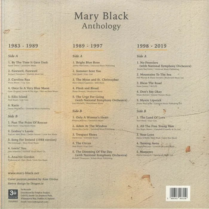 Обратная сторона обложки — Mary BLACK — Anthology