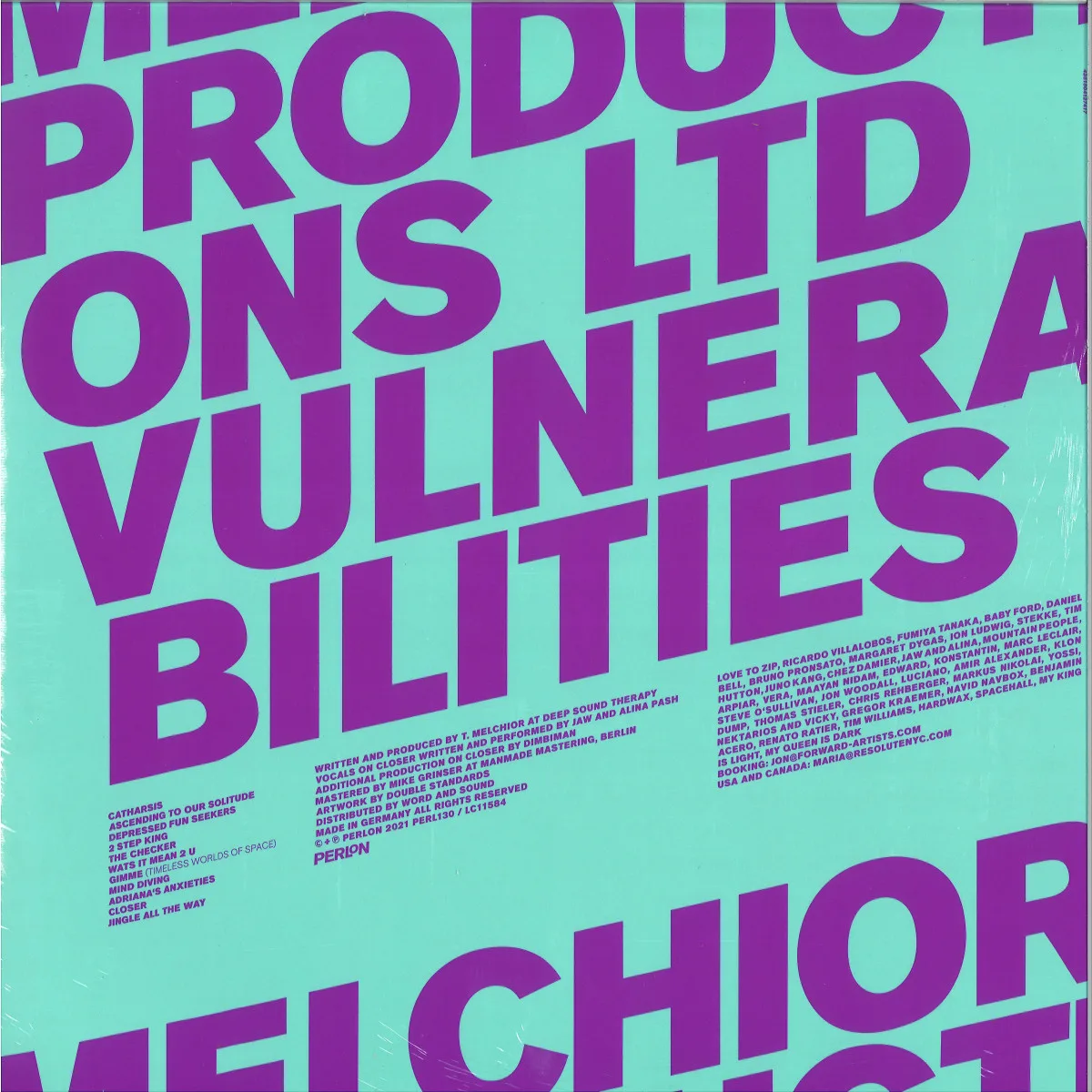 Обратная сторона обложки — Melchior Productions Ltd — VULNERABILITIES LP 3x12"