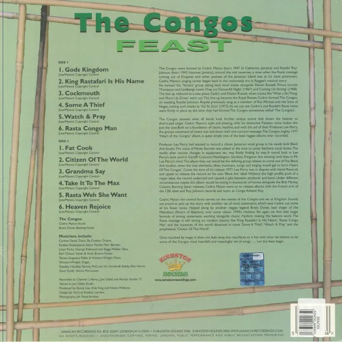 Back cover — The CONGOS — Feast (reissue)