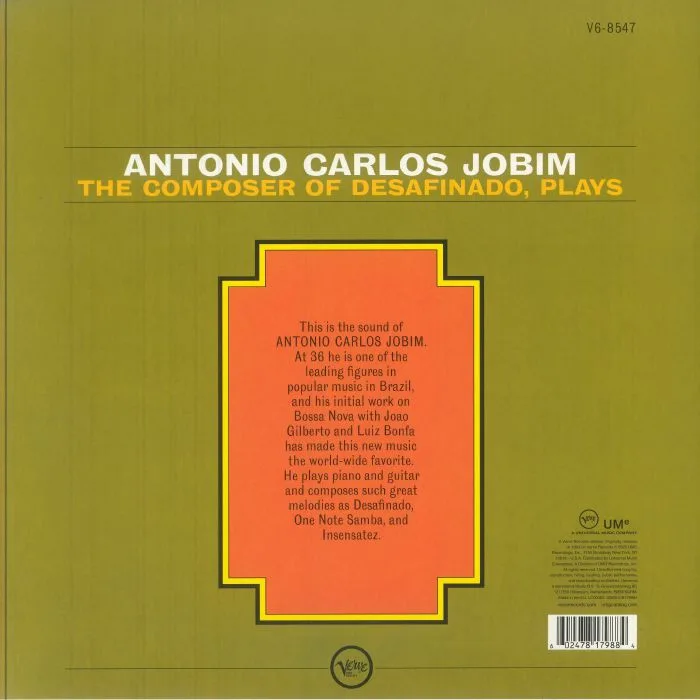 Back cover — Antonio Carlos JOBIM — The Composer Of Desafinado Plays (Verve Vault Series)