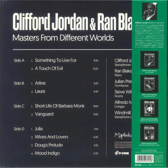 Back cover — Clifford JORDAN / RAN BLAKE — Masters From Different Worlds (reissue)
