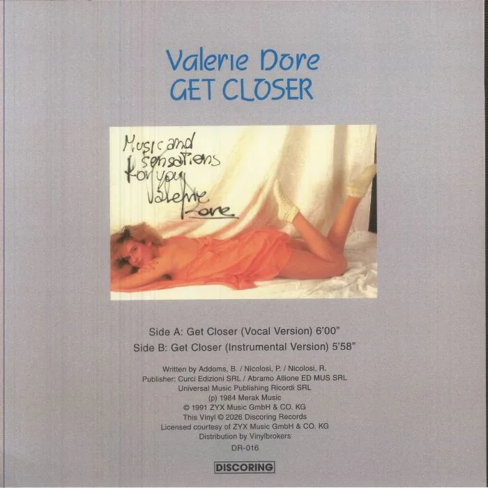Обратная сторона обложки — Valerie DORE — Get Closer (reissue)