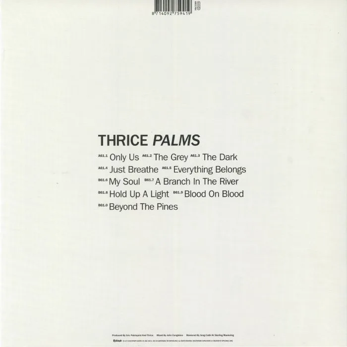 Обратная сторона обложки — THRICE — Palms