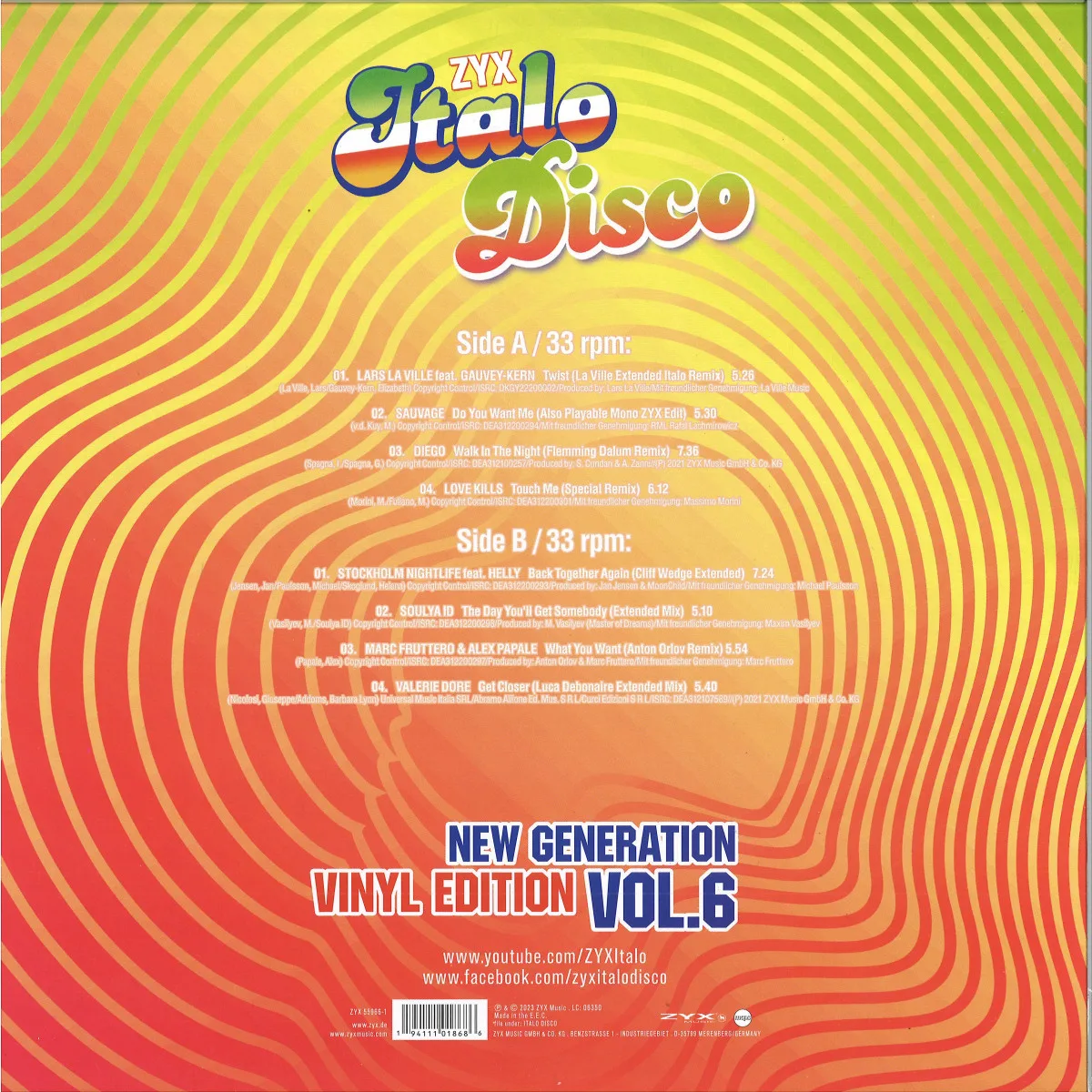 Back cover — Various — ZYX Italo Disco New Generation: Vinyl Edition Vol.6 LP