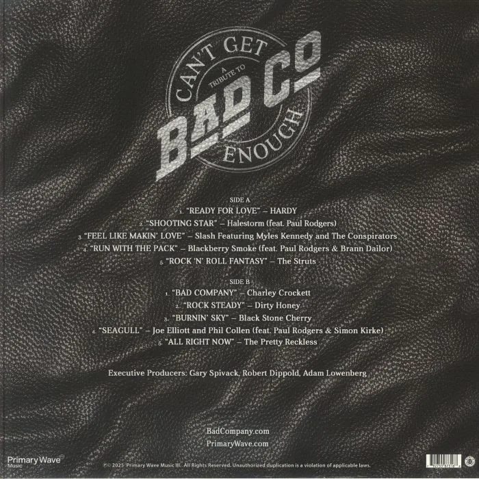 Back cover — BAD COMPANY — Can't Get Enough: A Tribute To Bad Company