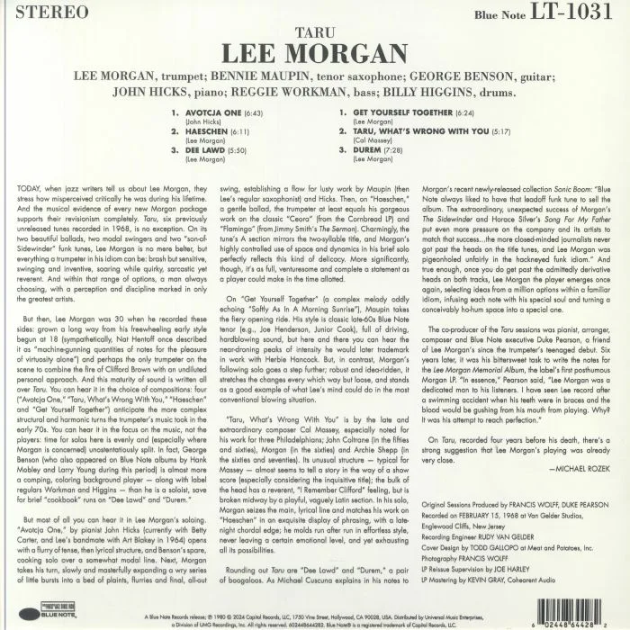 Back cover — Lee MORGAN — Taru (Tone Poet Series)