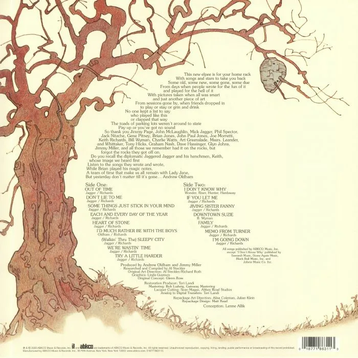 Back cover — The ROLLING STONES — Metamorphosis (Record Store Day 2020)