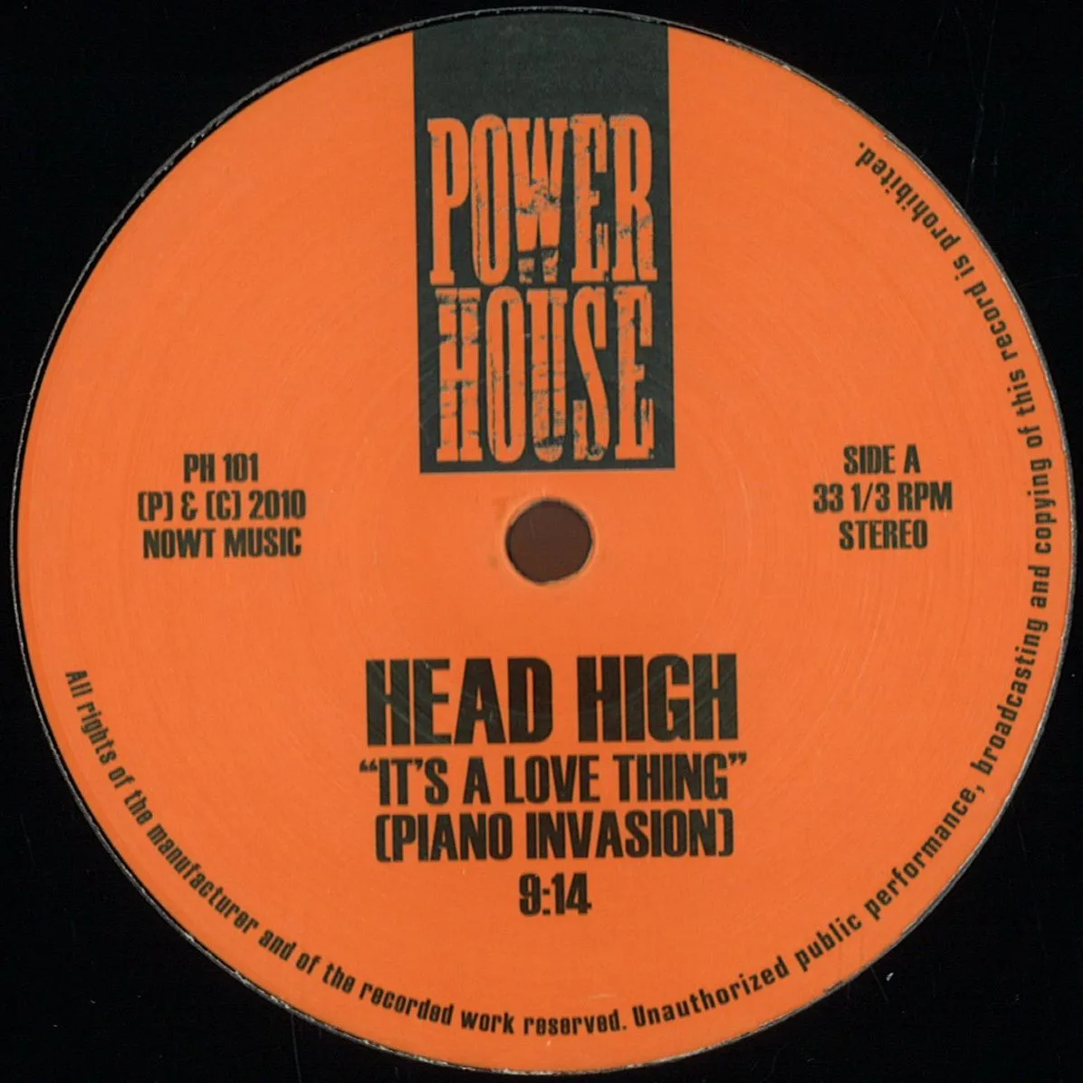 Front cover — Head High — Its A Love Thing (piano Invasion)