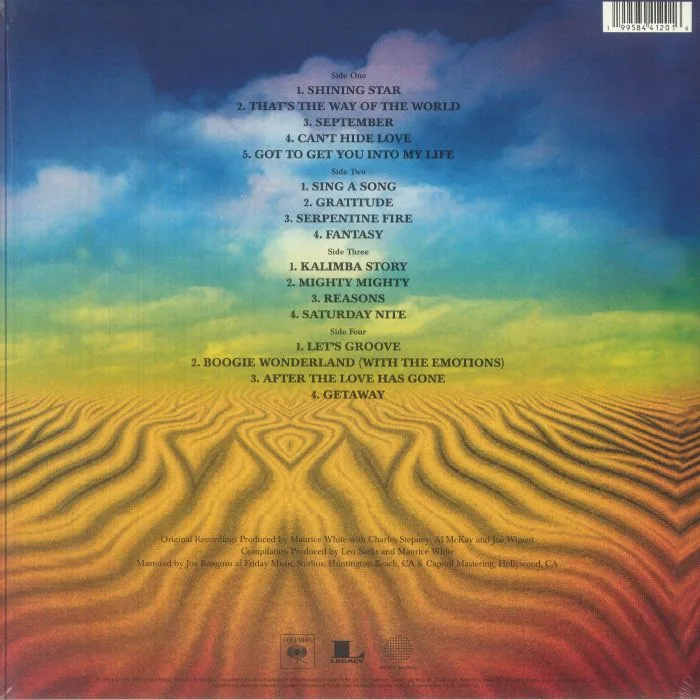 Back cover — EARTH WIND & FIRE — Greatest Hits