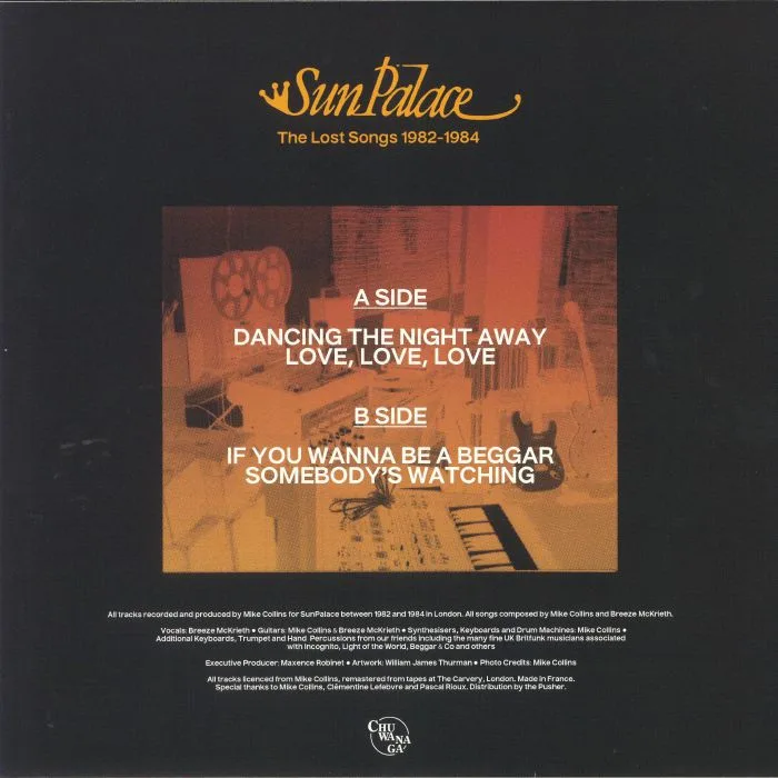 Back cover — SUNPALACE — The Lost Songs 1982-1984