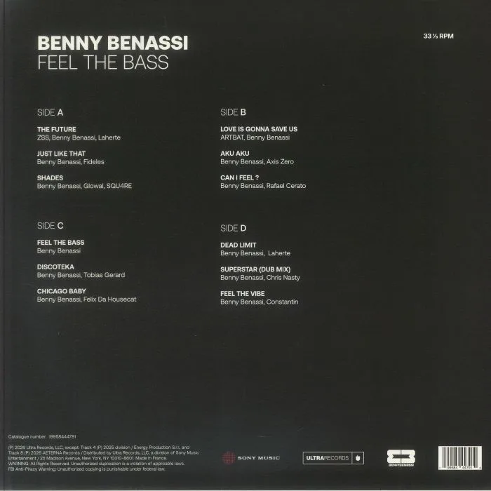 Обратная сторона обложки — Benny BENASSI — Feel The Bass