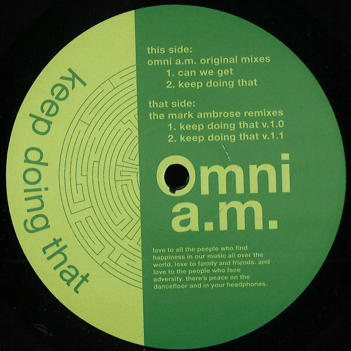 Лицевая сторона обложки — Omni A.M. — Keep doing That