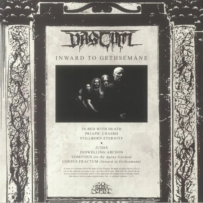 Back cover — VASTUM — Inward To Gethsemane