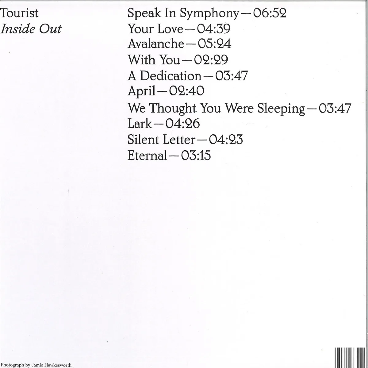Back cover — Tourist — Inside Out