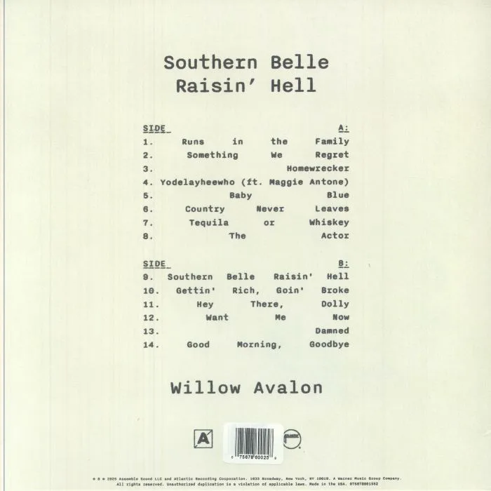 Обратная сторона обложки — Willow AVALON — Southern Belle Raisin' Hell