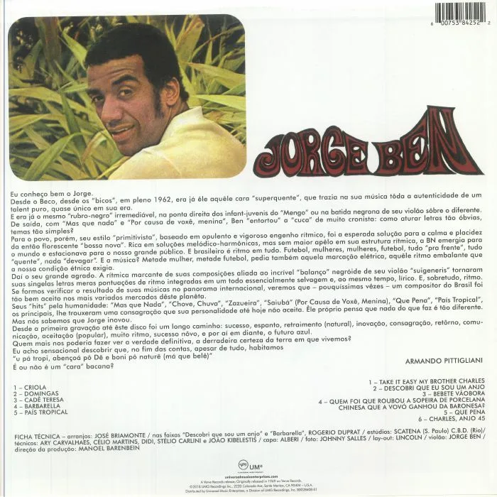 Back cover — Jorge BEN — Jorge Ben