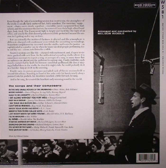 Обратная сторона обложки — Frank SINATRA — In The Wee Small Hours (remastered)