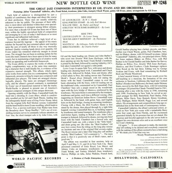 Обратная сторона обложки — GIL EVANS ORCHESTRA — New Bottle Old Wine (Tone Poet Series) (reissue)