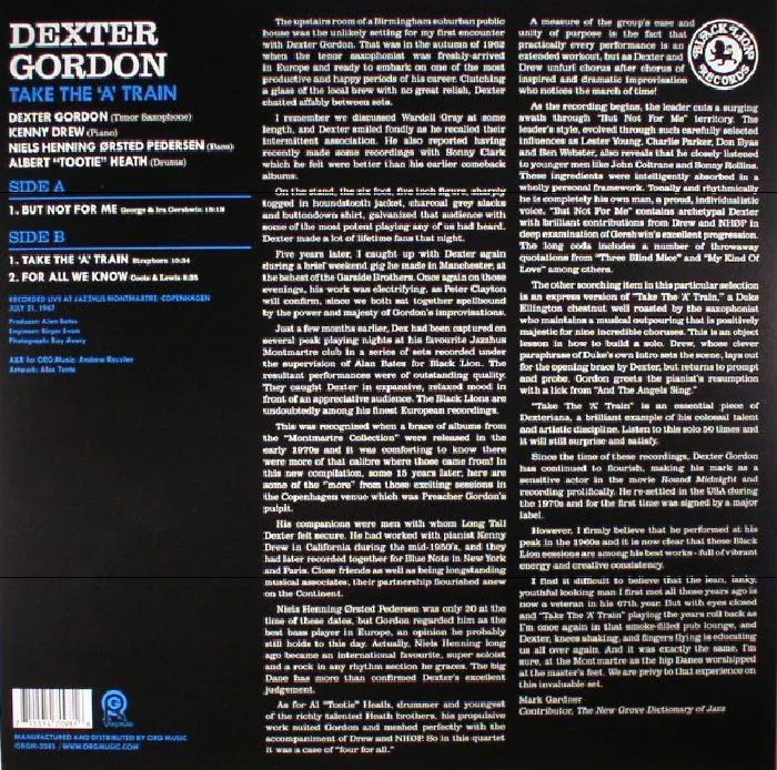 Back cover — Dexter GORDON — Take The A Train (reissue)
