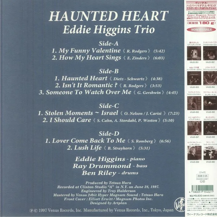 Обратная сторона обложки — EDDIE HIGGINS TRIO — Haunted Heart (reissue)