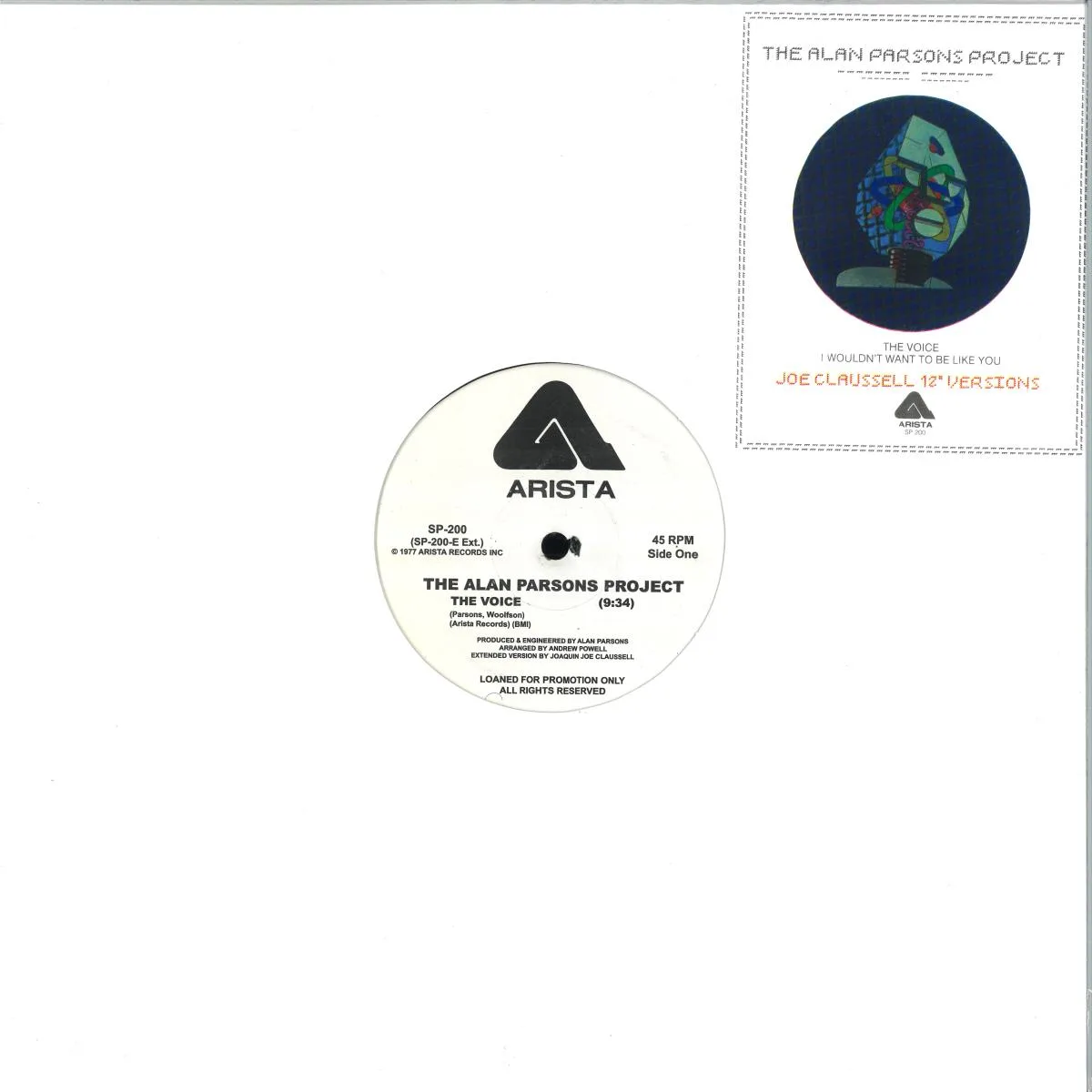 Front cover — The Alan Parsons Project / Joe Claussell — The Voice / I Wouldn’t Want To Be Like You (Joe Claussell Mixes)