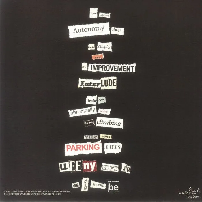 Back cover — THANK YOU I'M SORRY — Growing In Strange Places