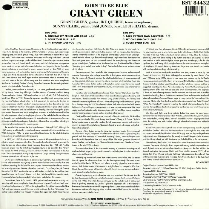 Обратная сторона обложки — Grant GREEN — Born To Be Blue (Tone Poet Series) (reissue)