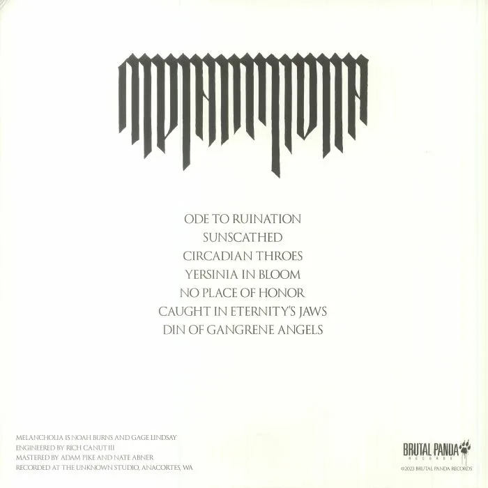 Обратная сторона обложки — MELANCHOLIA — Book Of Ruination