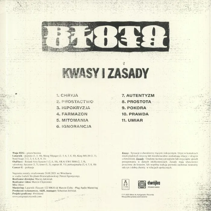 Back cover — BLOTO — Kwasy I Zasady